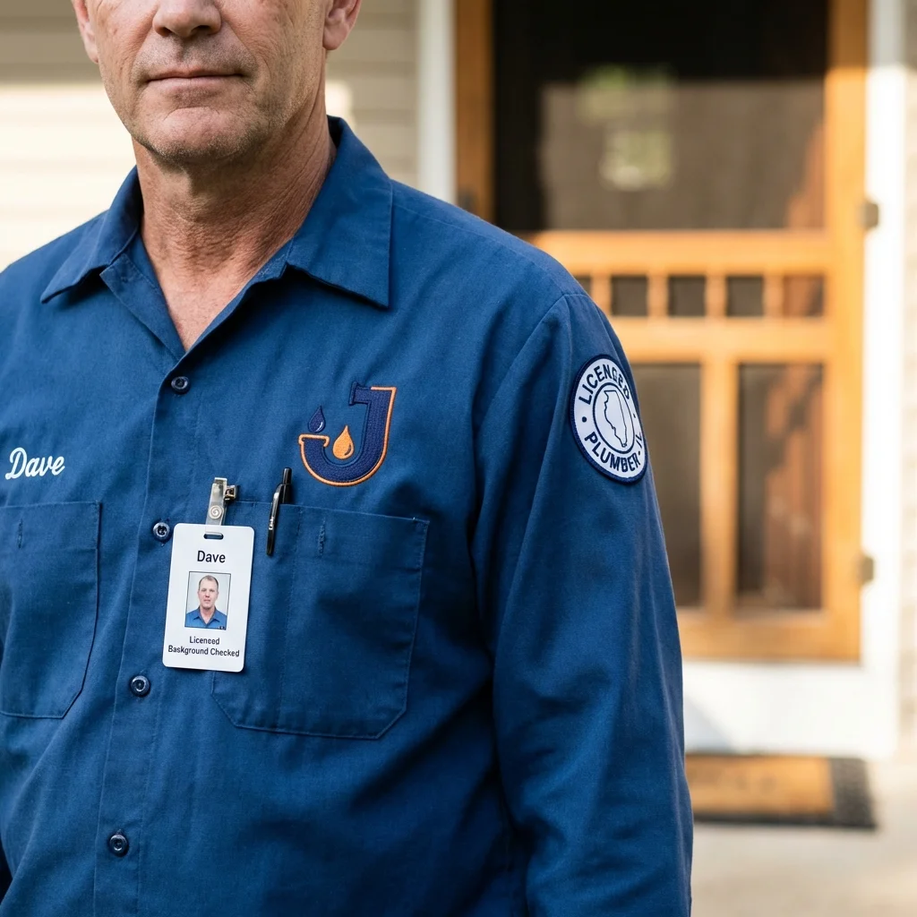 Licensed plumber showing ID badge in Grand Meadow, MN