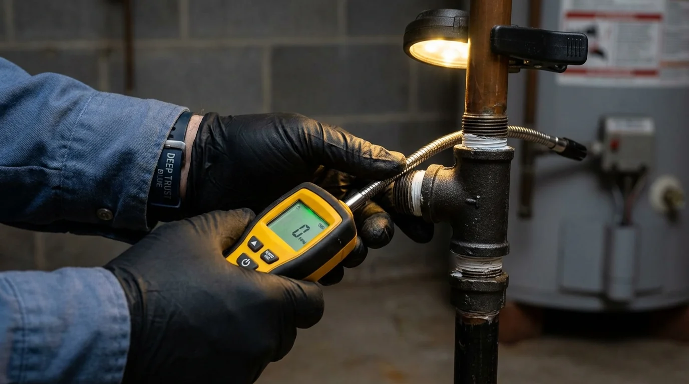 Gas leak detection with electronic sniffer by Johns Plumbing LLC in Grand Meadow